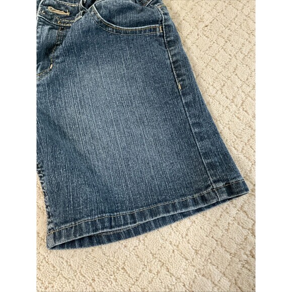 FADED GLORY Girl's Med Wash Adj Waist Reg Fit Bermuda Stretch Jean Shorts sz 12 - Picture 5 of 8